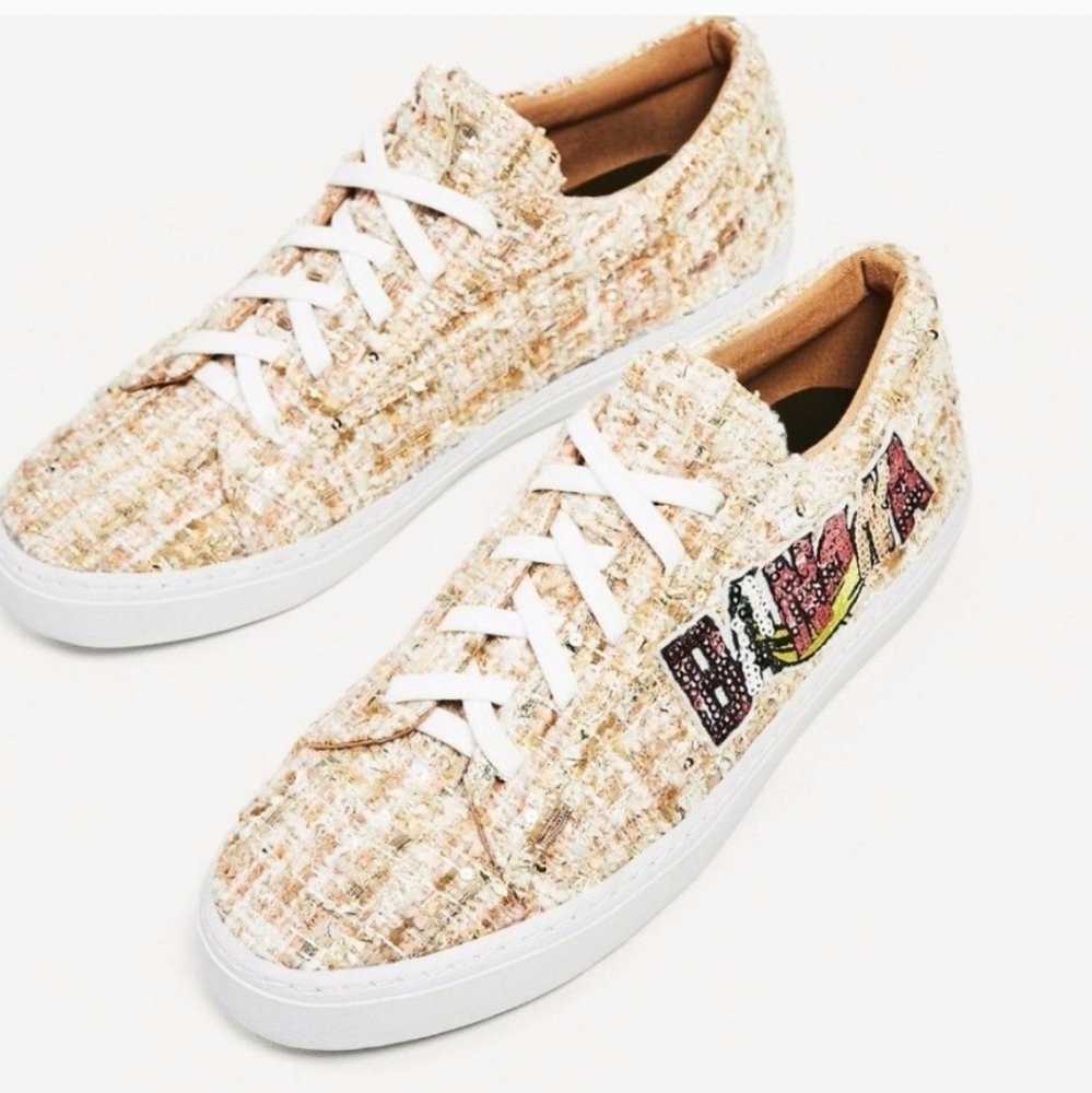 Zara plimsoll‎ sequin banana sneakers #303